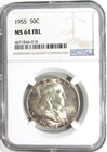 1955 FRANKLIN Silver Half Dollar NGC MS 64 FBL