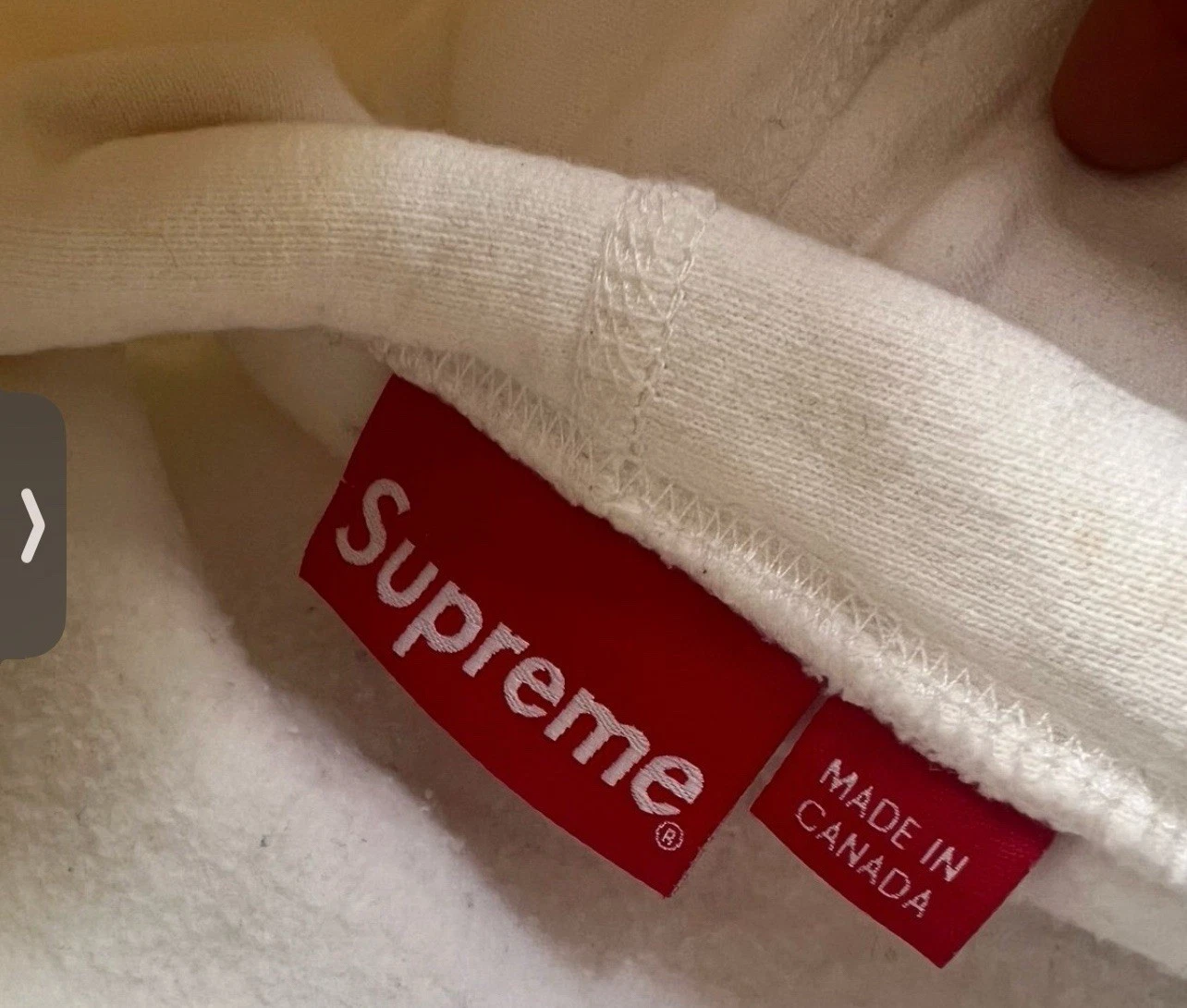 OFF WHITE Felpa con cappuccio Supreme x 3M collaborazione logo riflettente crema taglia uomo large