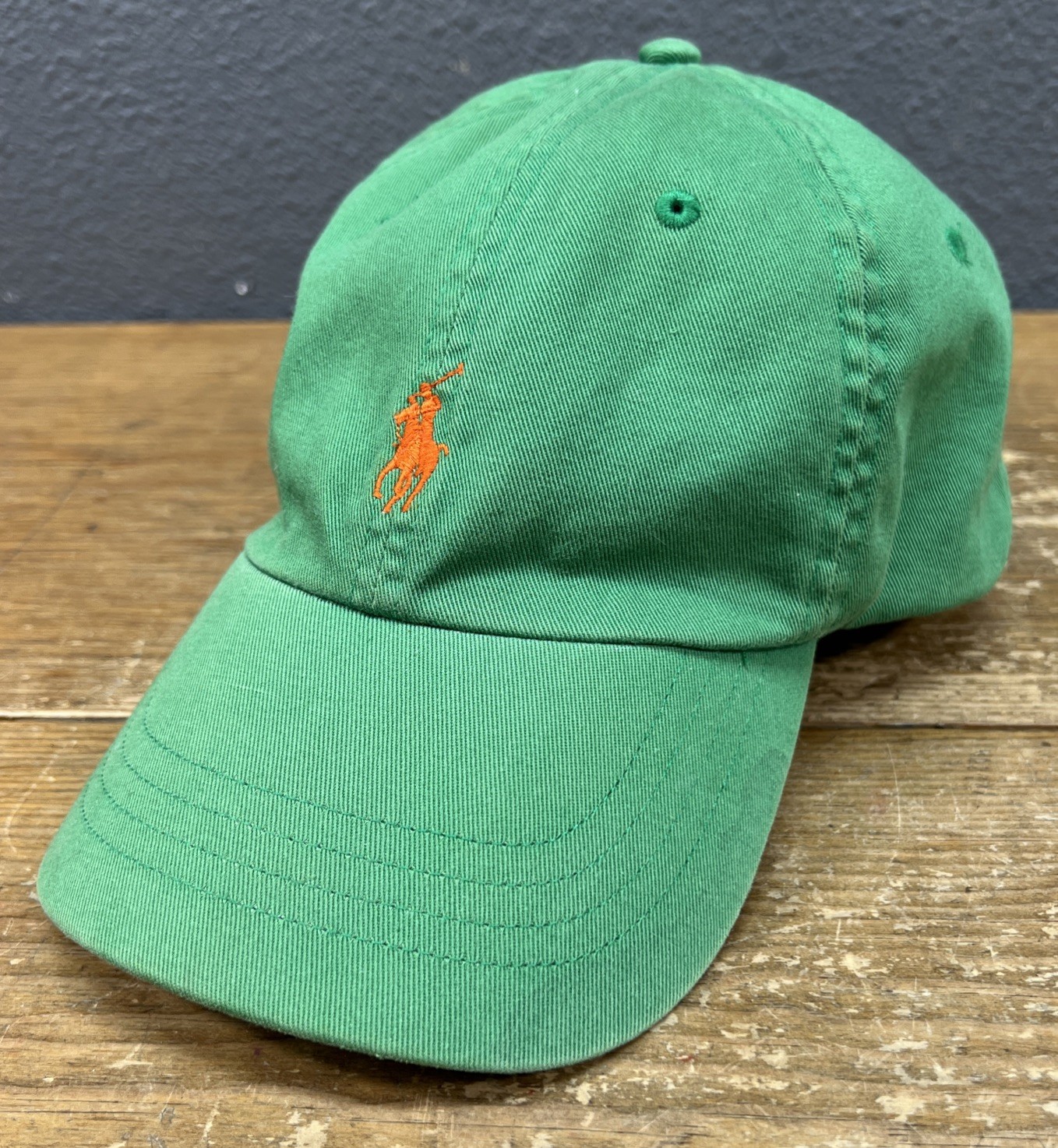 Cappello Polo Ralph Lauren berretto baseball verde arancione pony cotone chino OSFM berretto LEGGI