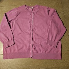 Woman Within 22/24 1X Mauve Cotton Long Sleeve Button Up Cardigan. Cottagecore