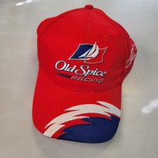 Vintage Old Spice Racing NASCAR Embroidered Red Cotton Baseball Cap Adjustable