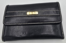liz Claiborne black Leather Womens Clutch wallet Tri Fold Vintage