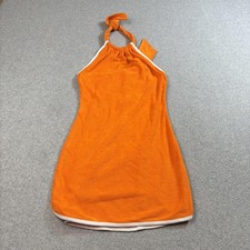 Urban Outfitters Dress Women Small Terry Cloth Halter Orange Mini Beach Retro