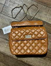 NWT NEW Handbag Brown Shoulder Bag Gold Colored Strap Zipper