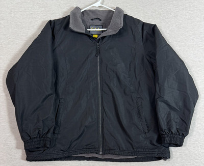 Cabela's Men's 2XL Black Gray Fleece Lined Zip Up Coat Jacket Outdoors Warm