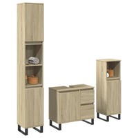 3-Teiliges BadmöBel-Set Sonoma Eiche Nachbildung Holzwerkstoff