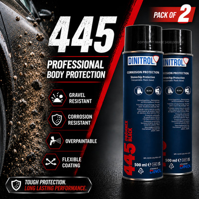 2x DINITROL 445 Schwarz Steinschlagschutz Rostfrei 500 ml Aerosol Sprühfarbe