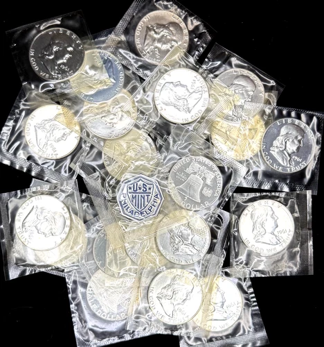 "Roll" (20) 1962 Proof Franklin Halfs, Gem or Finer in Original Cellophane Wrap