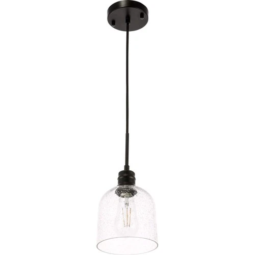Living District Gabe 1-Light Metal Pendant in Black and Clear Seeded Glass - Picture 9 of 9