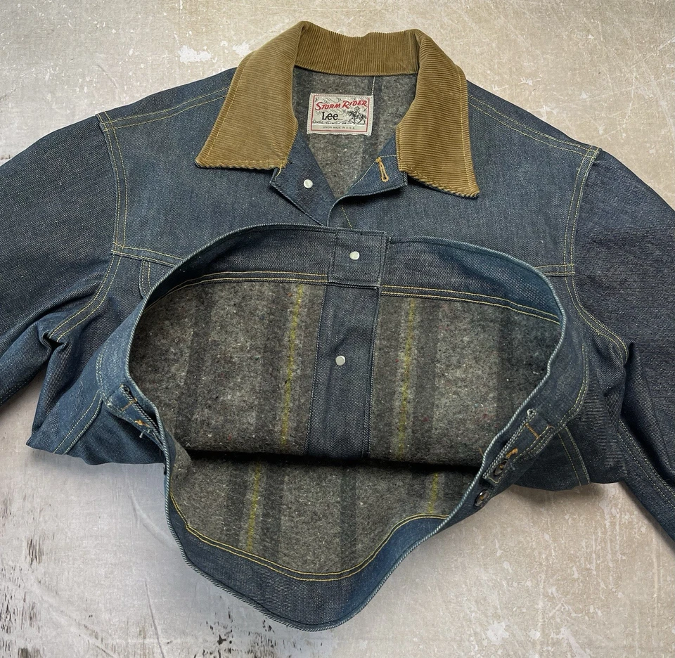 Chaqueta de mezclilla forrada con manta Lee Storm Rider Deadstock de los años 70 de colección verdadera nueva de stock Foto 3 de 4