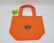 AUTHENTIC TRADER JOE'S HALLOWEEN MINI TOTE CANVAS BAG "ORANGE" BRAND NEW