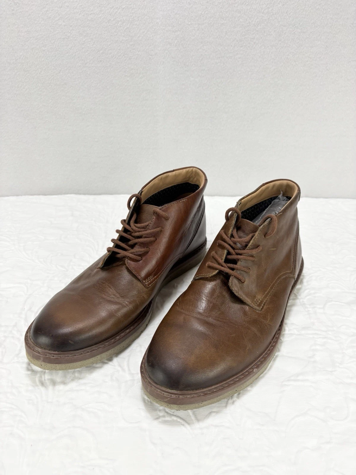 Clarks Chukka Mid Boots Mens 8M Brown Nubuck Leather Ankle Lace Up