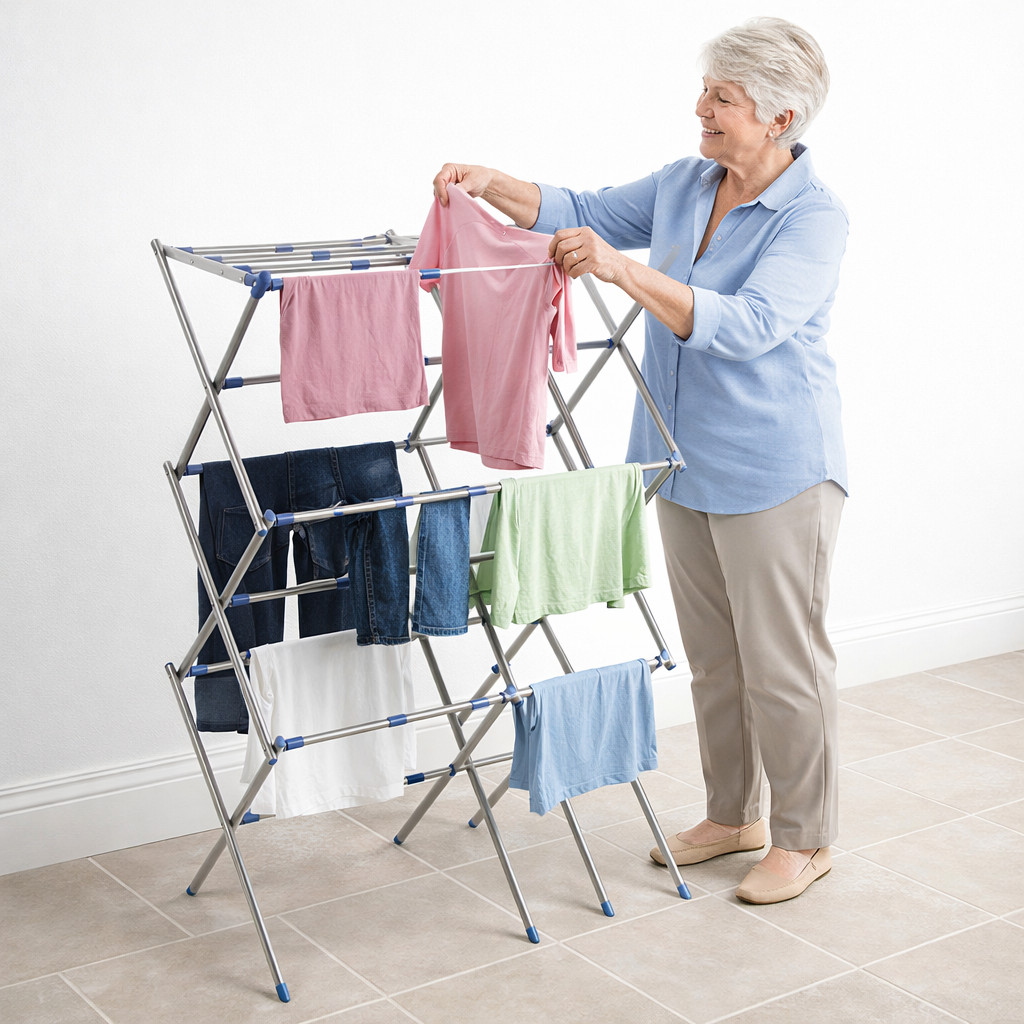 Folding Clothes Dryer Airer 3 Tier Laundry Drying Rack Indoor Space Saving