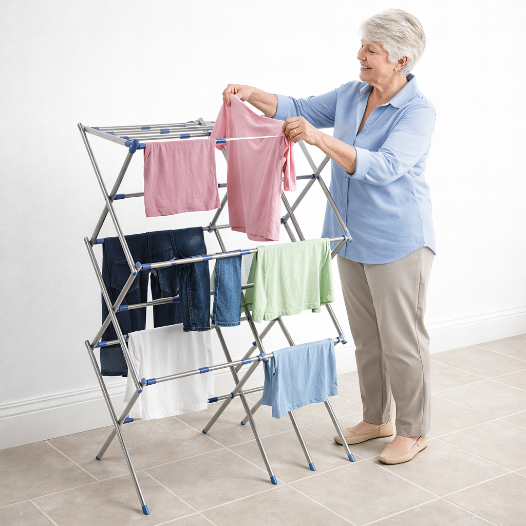 Folding Clothes Dryer Airer 3 Tier Laundry Drying Rack Indoor Space Saving