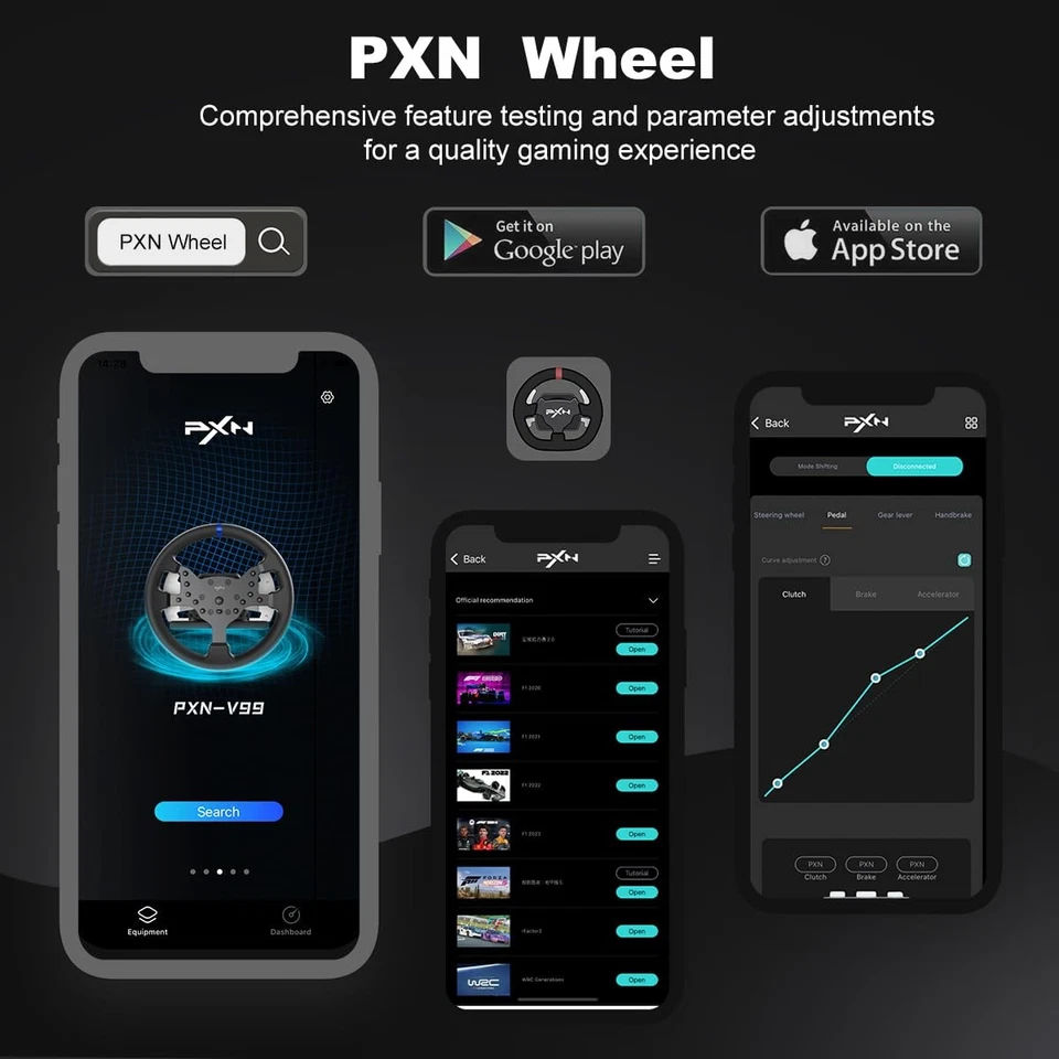 PXN V99 Driving Force Steering Wheel, 3.2Nm Dual-Motor Feedback Base,...  - Image 4 of 4