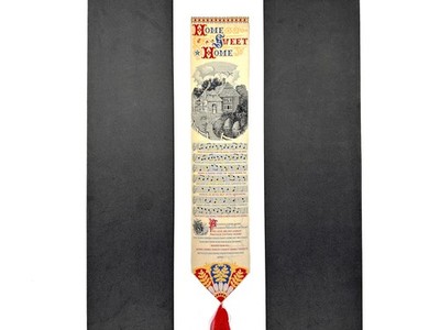 Large 14'' Stevengraph Silk Woven Bookmark Home Sweet Home Paterson NJ Music 1900