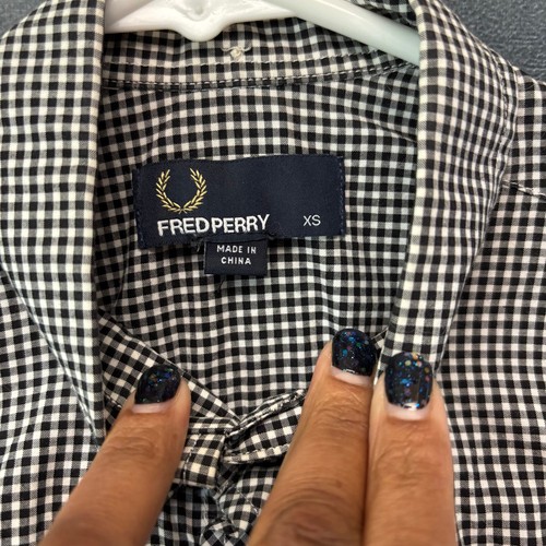 Camisa Fred Perry Micro Cuadros Abotonada Manga Corta Bordado Logo Preppy - Imagen 4 de 11