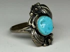 Vintage Navajo 925 Sterling Silver & Turquoise Statement Ring Size 10 / 6 grams
