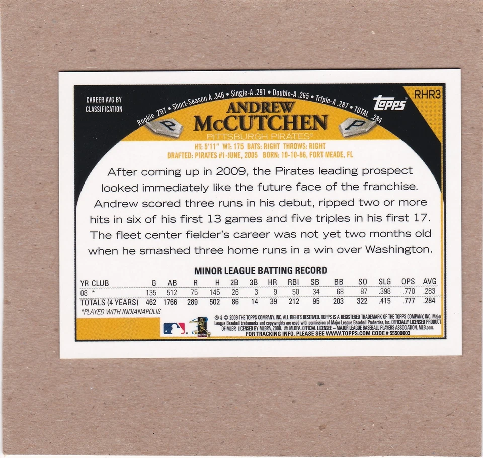 2009 Topps Red Hot дебютантов обмена Эндрю Маккатчен #RHR3 дебютант RC...NM + - Изображение 2 из 2