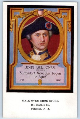 John Paul Jones Walk Over Shoe Store Paterson New Jersey NJ Advertising Postcard