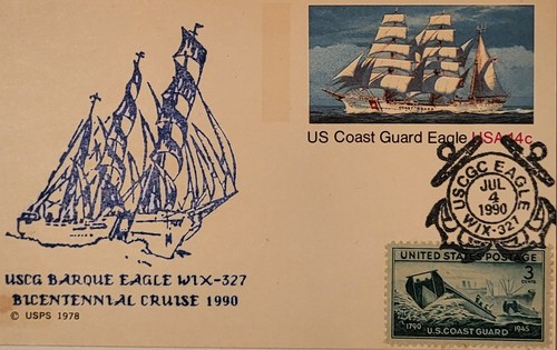 Guardia Costera de los Estados Unidos Bicentenario 1990 USCG Eagle Cancelar Postal - Imagen 2 de 2
