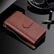Folio Zipper Wallet Card Pocket For Apple iPhone Flip Stand Case Cover Removable