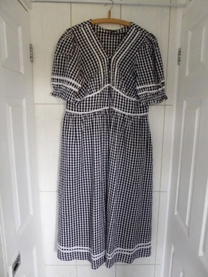 Nobody's Child Saffy Black & White Gingham Check Puff Sleeve Midi Dress UK 18 - Image 1 of 4