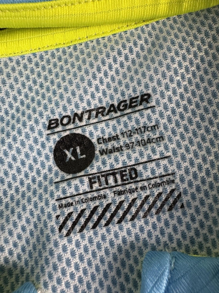 Bontrager Trek Travel Cycling Jersey Mens XL Blue Yellow Fitted Full Zip Hi Vis - Image 2 of 4