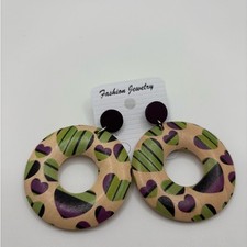 Colorful Hoop Earrings with Heart Design