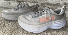 Hoka One One Bondi 8 Womens Size 8 B Gray White Athletic Running Shoes