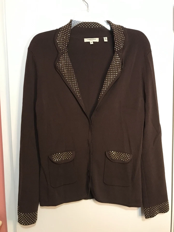 Vertigo Paris Mujer Talla M Marrón Tejido Falda Traje Elegante Chaqueta + Falda Foto 2 de 4