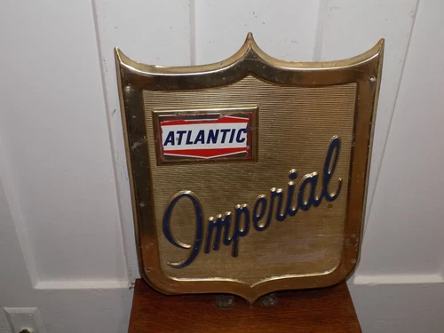 Vintage Atlantic Imperial Embossed Metal Shield Sign
