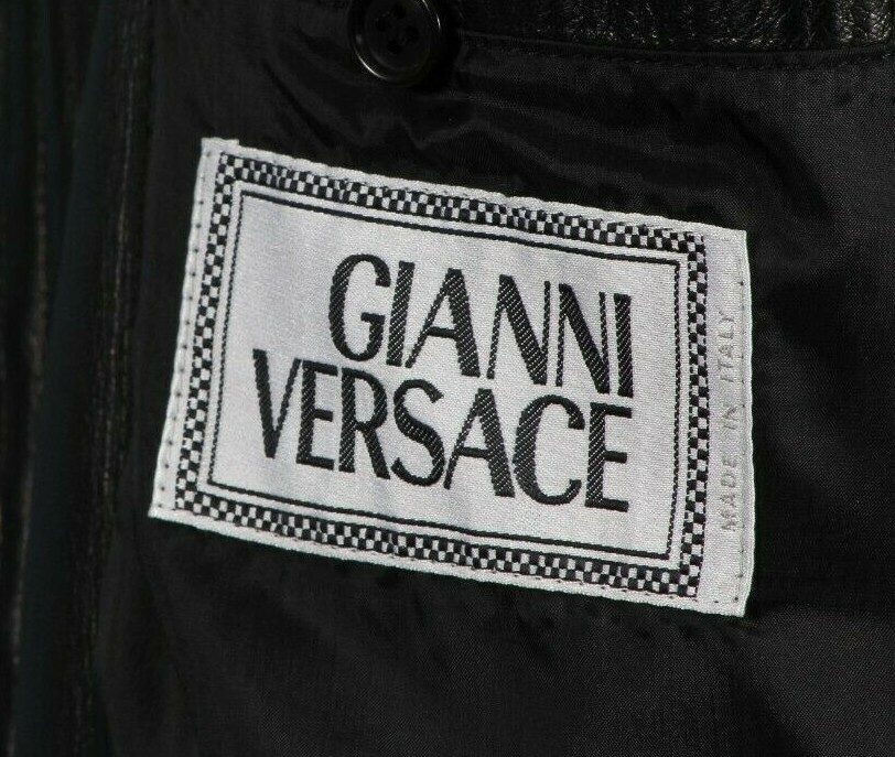 GIANNI VERSACE Leather Jacket Black Studded with zip size IT