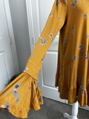 Free People Olivia Oversized Tunic Dress Marigold V-Neck Size S NWT $108 - Picture 7 of 13