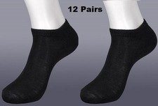 12 Pairs BLACK Ankle Spandex Low Cut Socks Size 9-11 Men Women 70033 BT-A