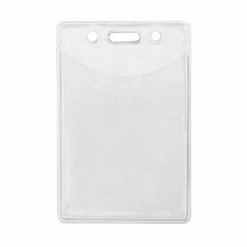 25 - Clear Vinyl Badge Holder - Vertical Plastic Sleeve Protector for Name Card