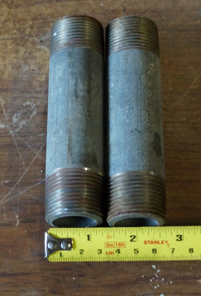 Lot of 2:  Schdeule-80 (Heavy Duty) Galvanized Pipe Nipples  1" NPT x 5" Long - Image 3 of 4
