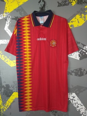専用90s adidas soccer SPAIN game shirts Spain Home football shirt 1994-1996 Vintage Team Jersey Adidas