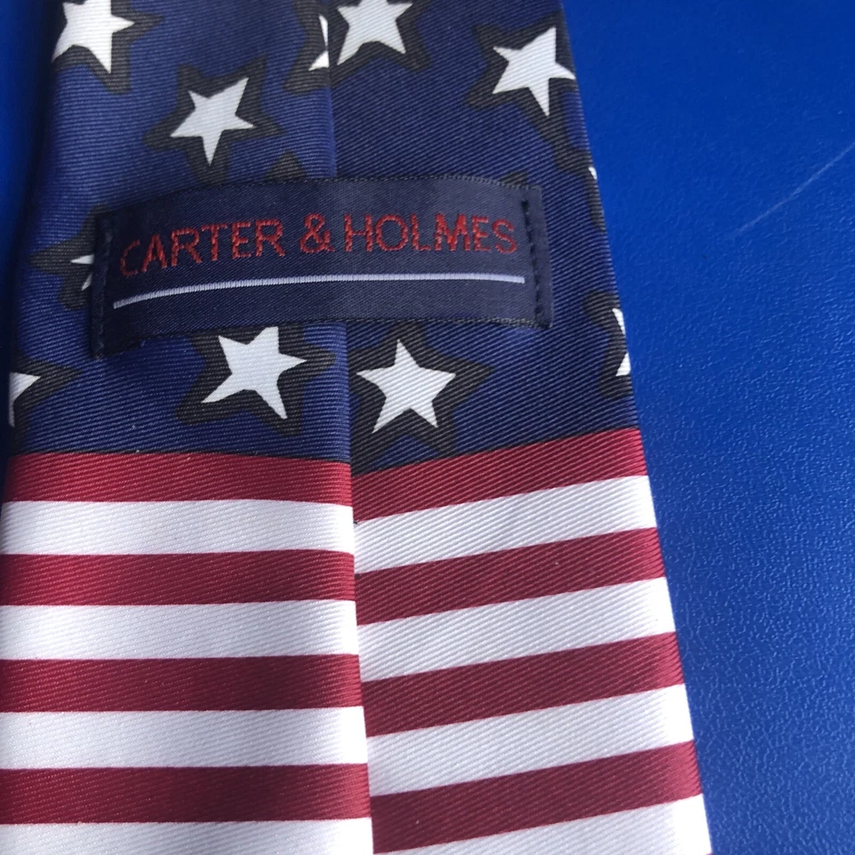 Corbata Hombre 58” Bandera EE. UU. Rayas y Estrellas Bandera Carter & Holmes 100% Poliéster 326 Foto 3 de 4
