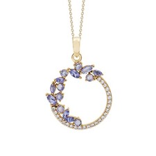Gold Plated Sterling Silver Natural Tanzanite Gemstone Pendant Christmas Jewelry
