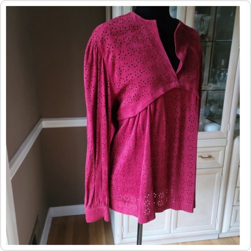 Blusa Top Vintage Mario Valentino Borgoña Años 80 Gamuza - Imagen 2 de 7
