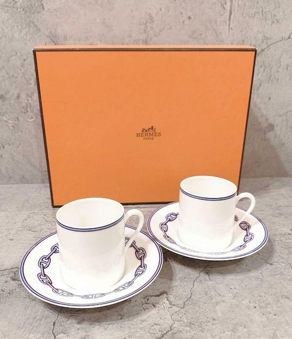 HERMES Chaine D'ancre Blue Espresso Coffee Cup Saucer Tableware 2