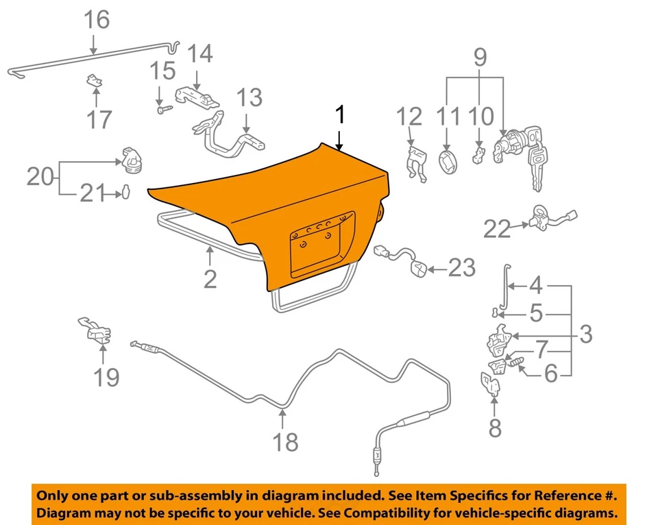 Used Deck Lid fits: 1999 Toyota Corolla  Grade A Foto 3 de 4