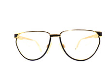 Vintage Women's Eyeglass Frame 80s Gold Metal Vogart Brown