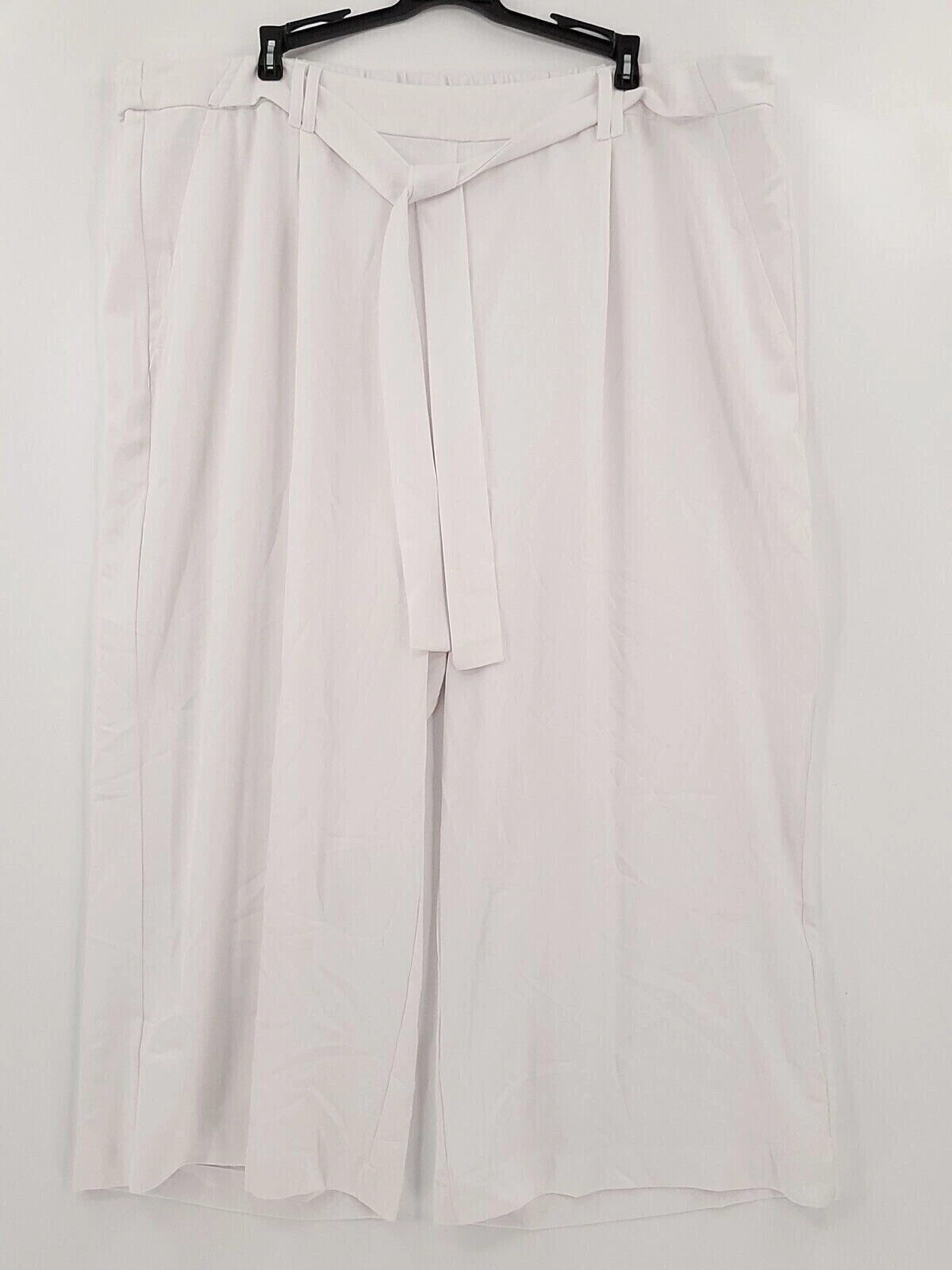 Cato Capri Pants Womens Size 22 / 24W White Polyester Stretch Belted High Rise