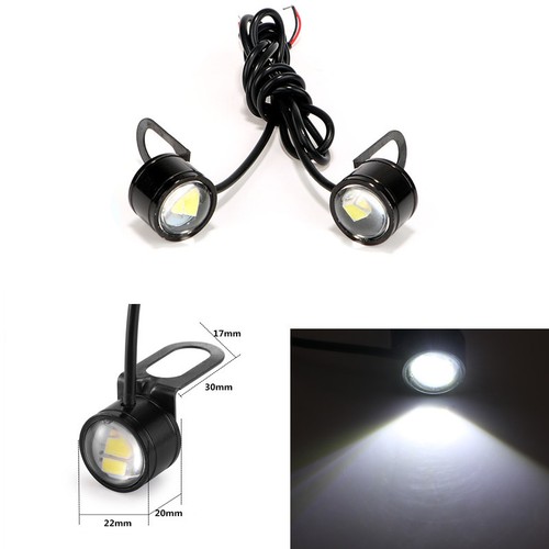 2Pcs 12V Motorcycle Eagle Eye Hawkeye LED Daytime Running Light Rearview Mirror  - Picture 1 of 9