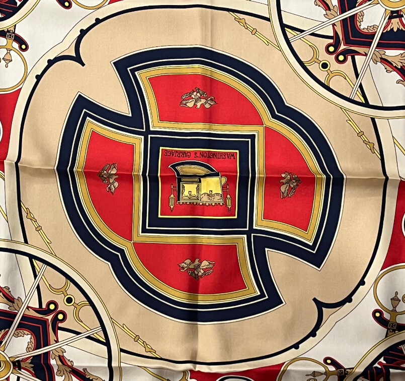 Authentic RARE! Hermes Washington's Carriage Vintage 90cm Silk Scarf image 2