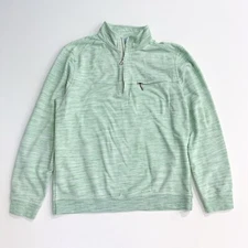 TOMMY BAHAMA 1/4 ZIP Pullover Sweater Tropical MENS Medium M Heather Green