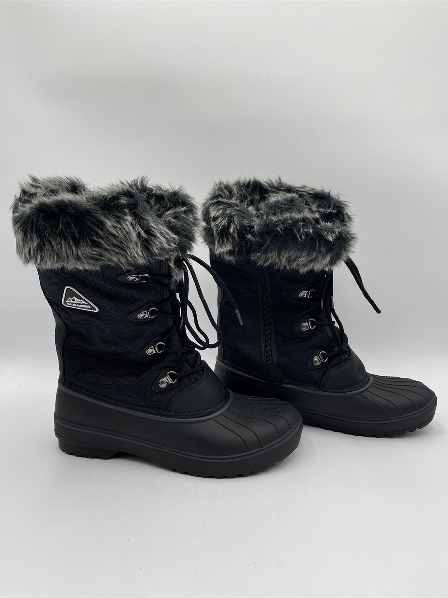 ALEADER Women's Warm Faux Fur Lined Mid Calf Winter Snow Boots Black Size 10