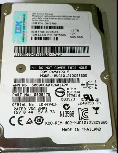 IBM 00Y2432 00Y2507 00MJ149 00AR010 2.5 in 1.2TB 10K 6G SAS V3700 Hard Drive - Bild 2 von 2